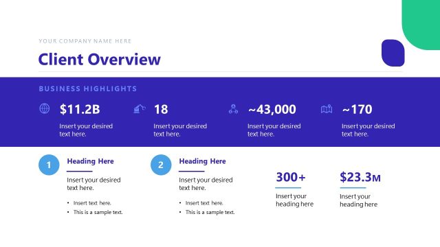 Client Overview Slide for Data Points Presentation