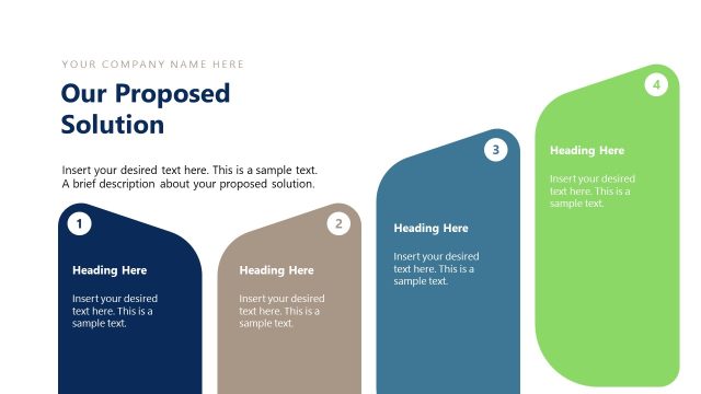 Our Proposed Solution Slide with Placeholder Text & Curved Shapes