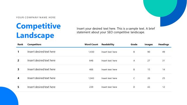 Competitive Landscape Slide with Table Rows & Columns