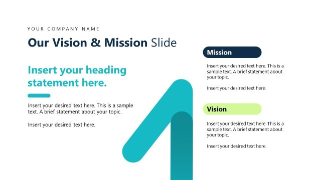 Our Vision & Mission Slide with Placeholder Text Blocks