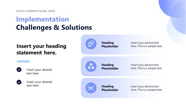 Implementation Challenges & Solution Slide with Icons