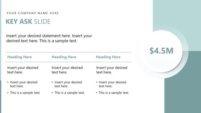 Key Ask Slide Template with Columns & Bold Stats Digit