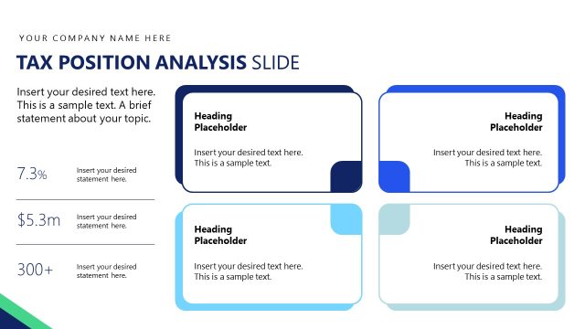 Tax Position Analysis Slide with Four Quadrants