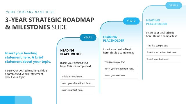 3 Year Strategy Roadmap & Milestones Slide – Intellectual Property Protection Strategy Template