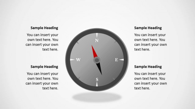 Magnetic Compass with Gray Style for PowerPoint