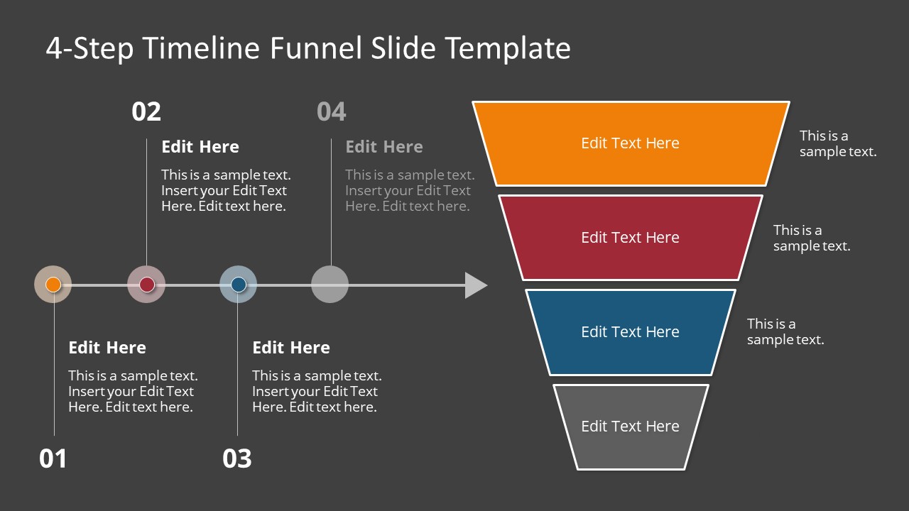 PowerPoint Template for 4-Step Timeline Funnel 