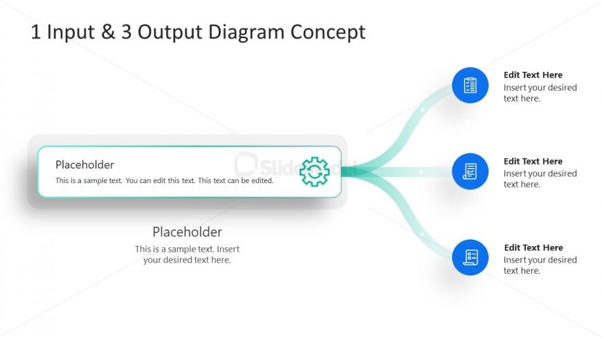 1 Input and 3 Outputs PPT Template Diagram