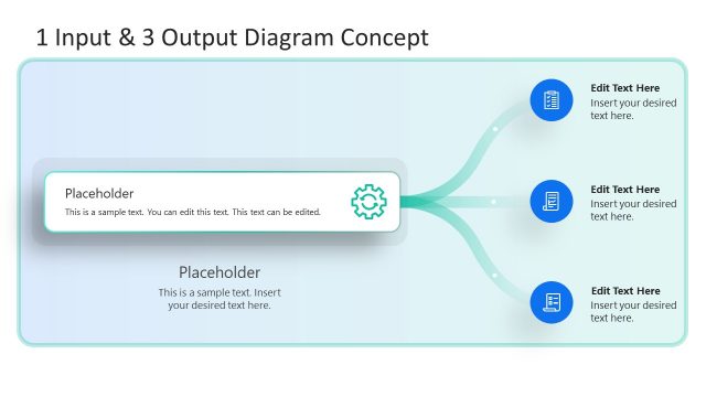 PPT Process Diagram with 1 Input and 3 Outputs – Colored Background
