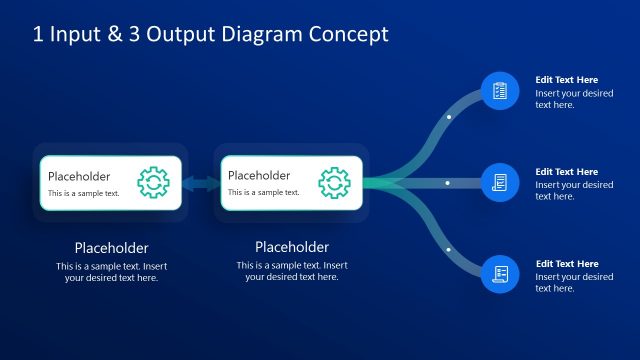 Diagram Slide Template for Process with Single Input and Multiple Outputs