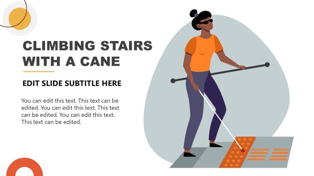 Climbing Stairs with a Cane Slide for Diversity at Work Template for PowerPoint