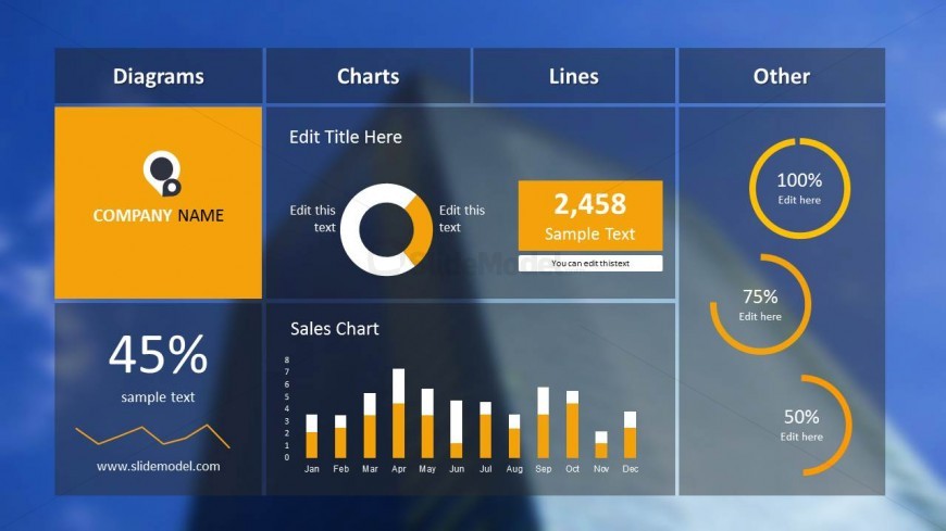 Blue Dashboard Slide Design for PowerPoint