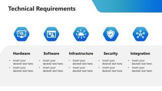 Technical Requirements Slide with Hexagon Shapes