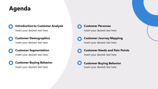 Agenda Presentation Slide – Customer Analysis Template