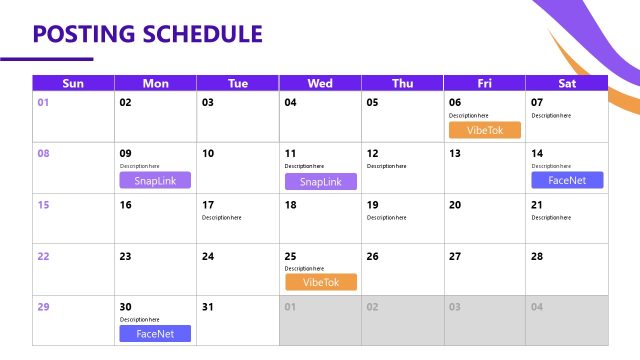 Posting Schedule Slide with Calendar