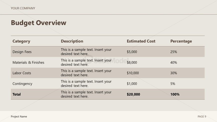 Interior Design Project Proposal Template Slide