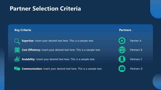 Partner Selection Criteria – Outsourcing Transition Plan Presentation