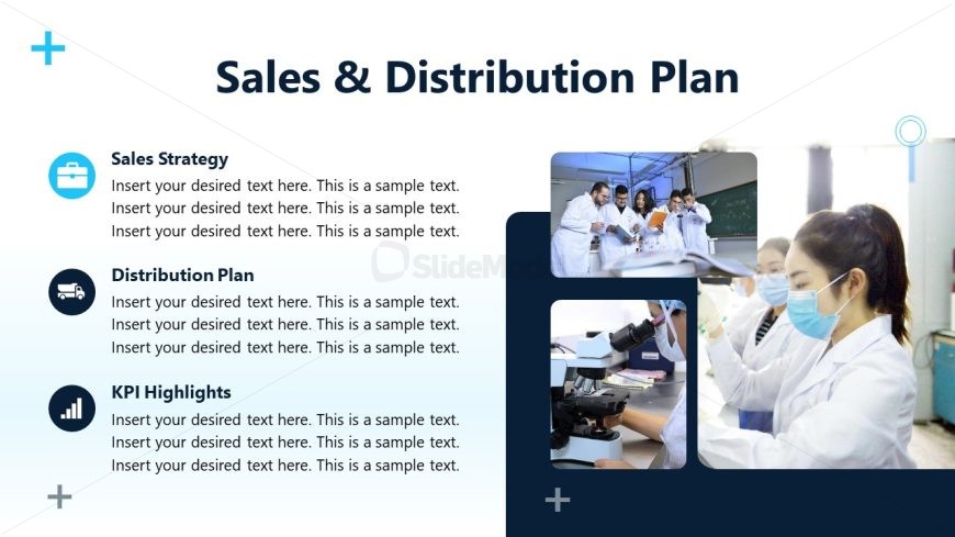 Slide with Placeholder Text Sections - Pharmaceutical Product Template