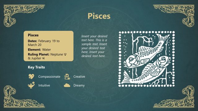 Pisces PPT Template Slide – Zodiac Signs Presentation