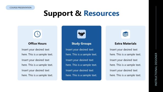 Support & Resources Slide with Three Columns