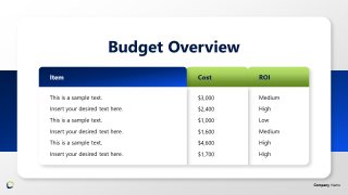Slide with Table - Corporate Wellness Template