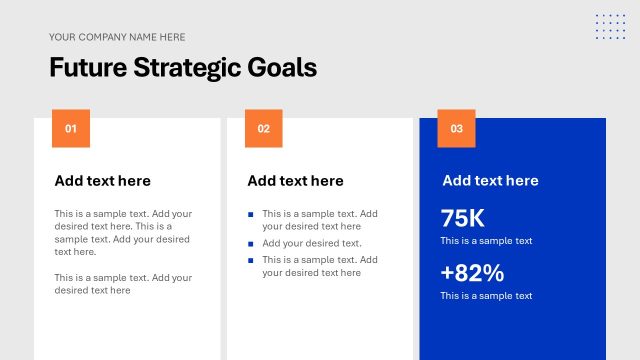 Three Vertical Blocks Slide for Future Strategic Goals