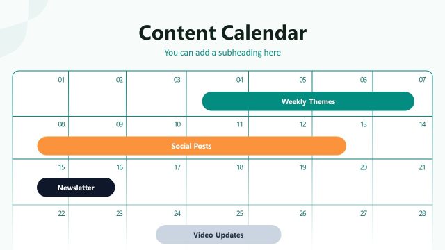 Content Calendar Slide – Crowdfunding Campaign Plan Layout