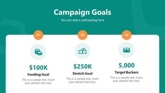 Crowdfunding Campaign Plan Template – Campaign Goals Slide