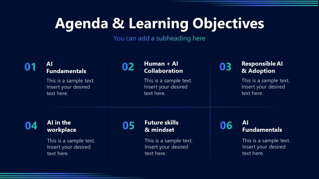 Agenda & Learning Objectives – AI Training Template