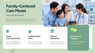 Care Model Presentation Slide with Infographics - Family-Centered Pediatrics PPT Template 