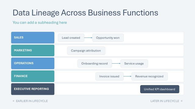 Customizable Business Function Data Lineage Matrix Presentation  – Data Lineage Template