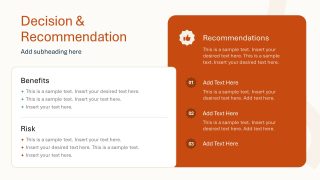 Decision & Recommendations Slide Template for Briefing Presentation