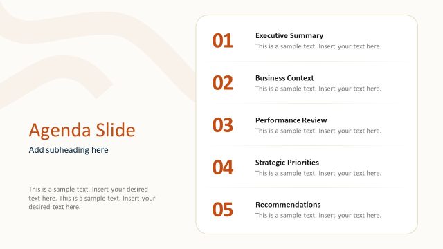 Executive Briefing Agenda Slide Template
