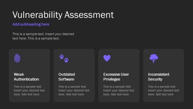 Vulnerability Assessment Infographics Slide – Cyber Security Research Template