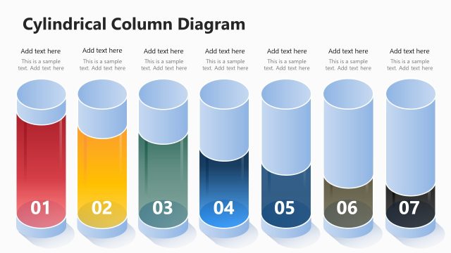 3D Cylindrical Columns Infographics PowerPoint Slide