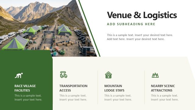 Logistics & Venue Slide – Mountain Ultra Trail PowerPoint Template