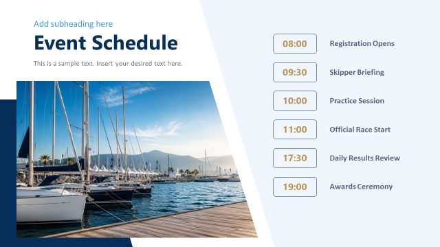 Event Schedule Presentation PPT Slide  – Yacht Regatta PPT Template