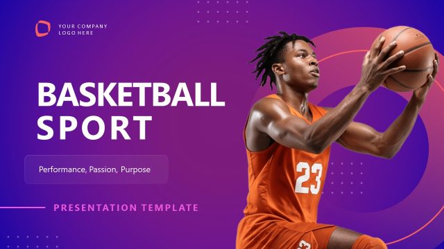 Editable Basketball Sport PPT Cover Slide