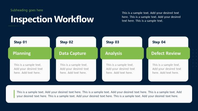 Four Step Workflow Presentation with Dark Layout