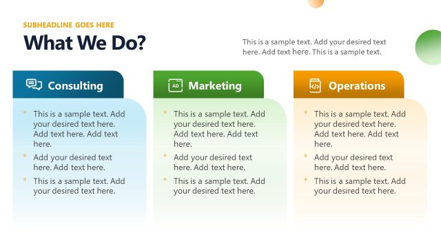What We Do PPT Slide with Segments – Small Business Company Profile Template