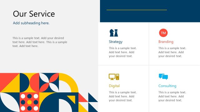Service Portfolio Cards Presentation Slide – Light Geometry Aesthetic Template