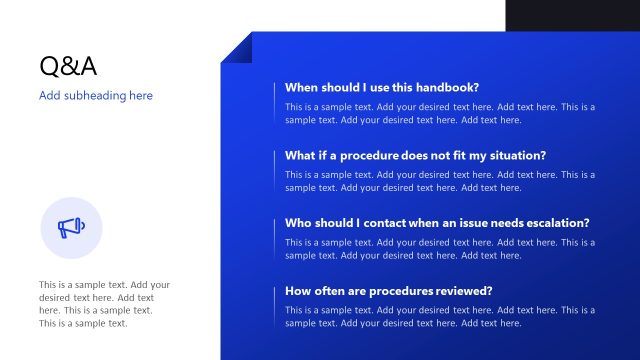 Q&A Slide – Procedure Handbook Presentation PPT Template