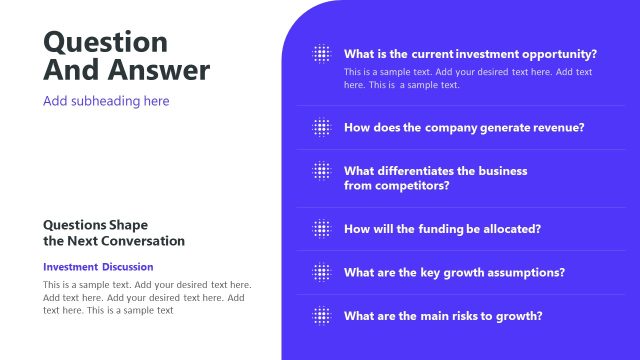 Investor Questions and Answers Slide PPT Template