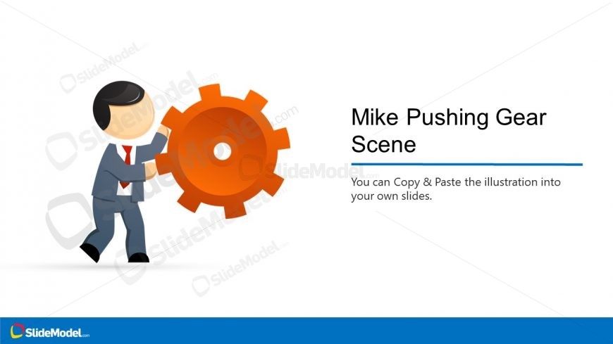 Cartoon Illustration of Mile Pushing Gear