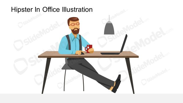 Hipster Man in Office Illustration Scene