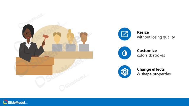 Editable Court Illustration Scene PowerPoint