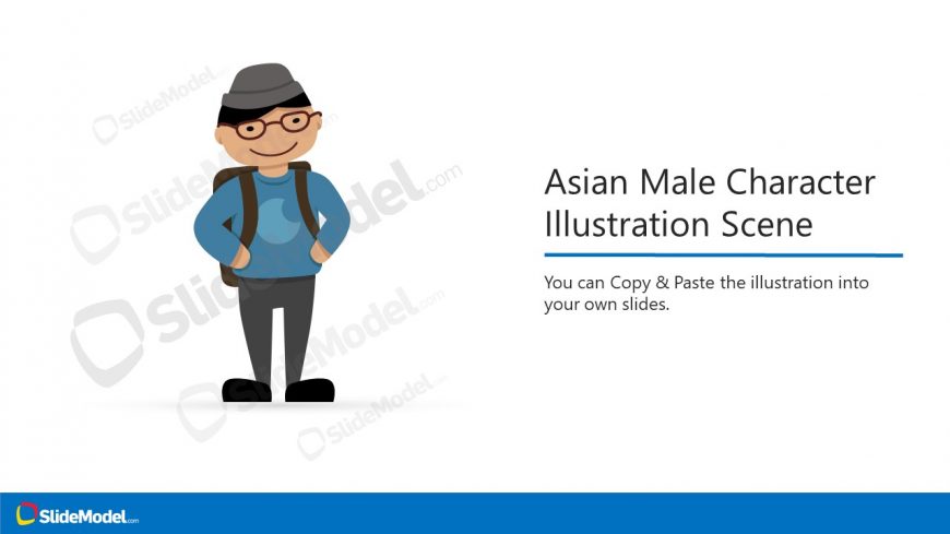 Presentation of Asian Male Character Cartoon