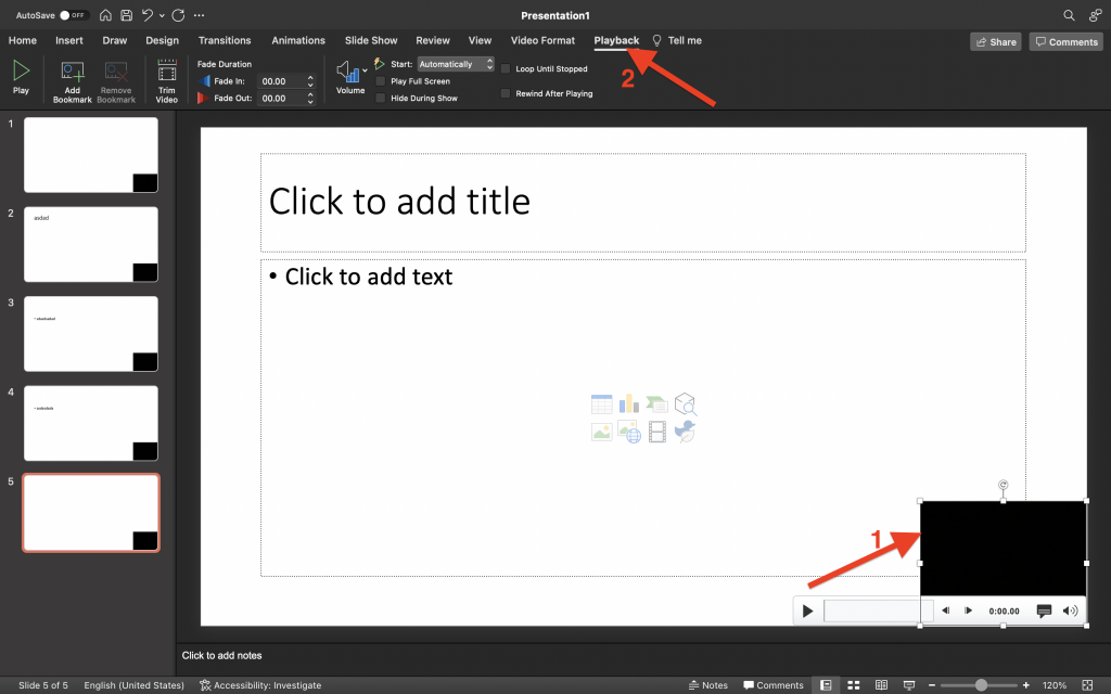 adjusting playback timing in PowerPoint