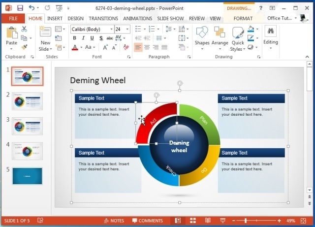 Create Circular Diagrams By Adjusting Template Objects and Entering Text