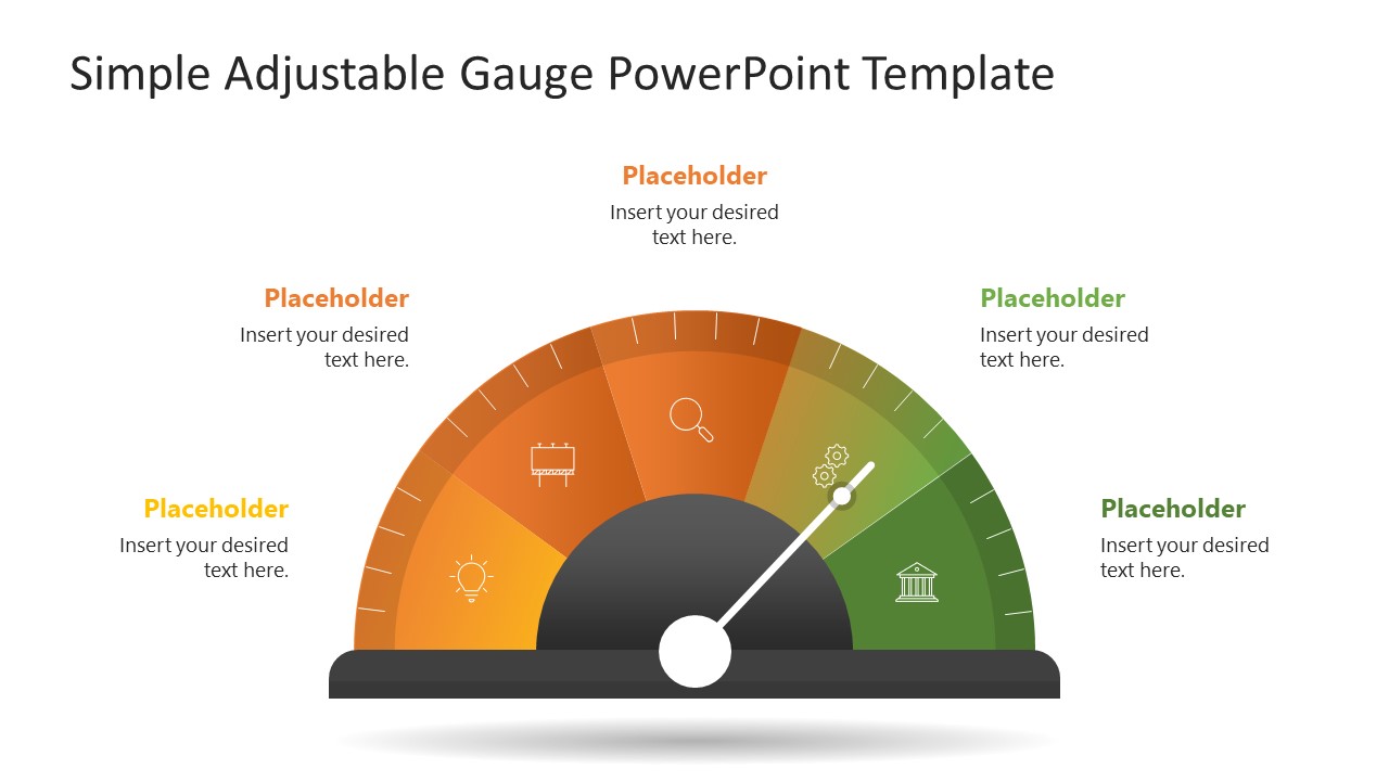 Editable Free Adjustable Gauge PowerPoint Slide 