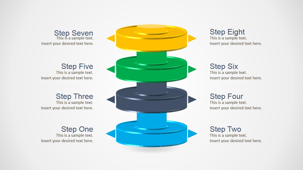 PowerPoint Diagram of Four Multi Steps Cylinders